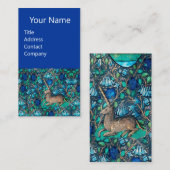 ブルーフラワーアクアブルーグリーンフローラの中のユニコーン 名刺 (正面/裏面)
