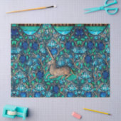 ブルーフラワーアクアブルーグリーンフローラの中のユニコーン 薄葉紙 (クラフト)