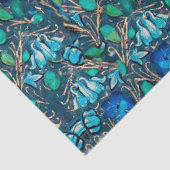 ブルーフラワーアクアブルーグリーンフローラの中のユニコーン 薄葉紙 (詳細)