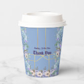 ブルーフラワーアジサイ紫薄紫赤ちゃんシャワー 紙コップ (裏面)