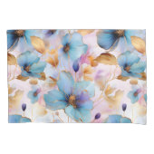 ブルーフラワーアルコールインクインソフトパステル 枕カバー (正面)