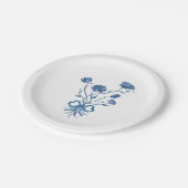 ブルーフラワーアンドボウ紙プレート ペーパープレート (アングル)