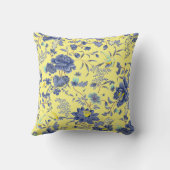 ブルーフラワーイエローバード装飾用クッション クッション (裏面)