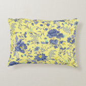 ブルーフラワーイエロー装飾用クッション アクセントクッション (裏面)