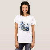 ブルーフラワーウィメンズシャツ Tシャツ (正面フル)