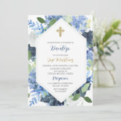 ブルーフラワーウォーターカラーバウティゾスペインの招待状 招待状 (スタンド正面)