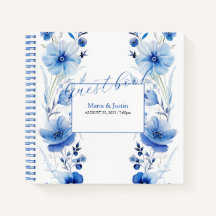 ブルーフラワーウォーターカラーブーケゲストブック