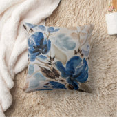 ブルーフラワーウォーター色プリント枕 クッション (ブランケット)