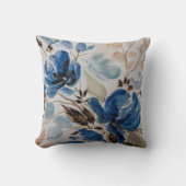 ブルーフラワーウォーター色プリント枕 クッション (正面)