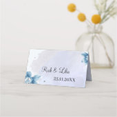 ブルーフラワーエレガントカスタム結婚式テーブル プレイスカード (裏面)