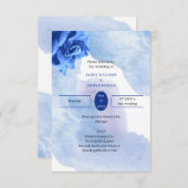 ブルーフラワーエレガントカスタム結婚式 招待状 (正面/裏面)