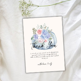 ブルーフラワーエレガントカボチャ秋ベビーシャワー サンキューカード