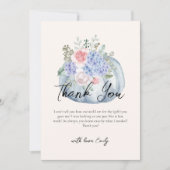 ブルーフラワーエレガントカボチャ秋ベビーシャワー サンキューカード (正面)