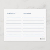 ブルーフラワーエレガントズブライダルシャワーレシピカード ポストカード (裏面)