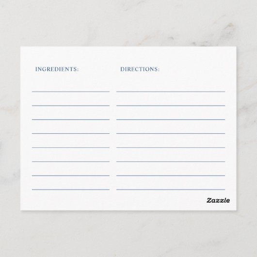 ブルーフラワーエレガントズブライダルシャワーレシピカード ポストカード (裏面)