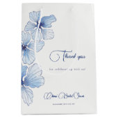 ブルーフラワーエレガントズブライダルシャワー ミディアムペーパーバッグ (正面)