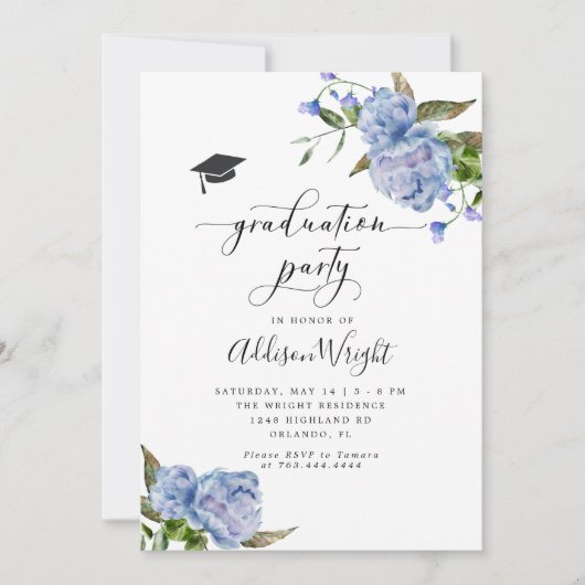 ブルーフラワーエレガントズ卒業パーティー 招待状 (正面)