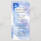 ブルーフラワーエレガントズ結婚ディナー メニュー (正面/裏面)