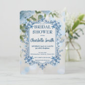 ブルーフラワーエレガントチノワジェリーブライダルシャワー 招待状 (スタンド正面)
