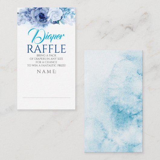 ブルーフラワーオムツエレガントラッフルチケット エンクロージャーカード (正面/裏面)