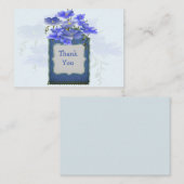 ブルーフラワーオンデニムラベルサンキューカード ノートカード (正面/裏面)