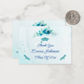 ブルーフラワーカスタマイズズ卒業ありがとう ノートカード (正面/裏面インサイチュ)