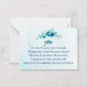 ブルーフラワーカスタマイズズ卒業ありがとう ノートカード (裏面)