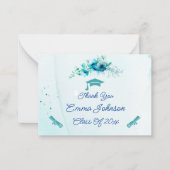 ブルーフラワーカスタマイズズ卒業ありがとう ノートカード (正面)