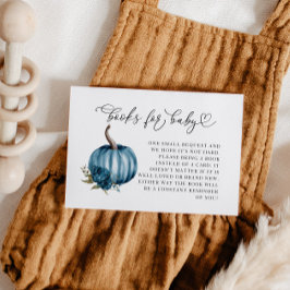 ブルーフラワーカボチャ赤ちゃんシャワーブックリクエスト エンクロージャーカード