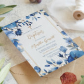 ブルーフラワーガールフローラバプテスマ 招待状