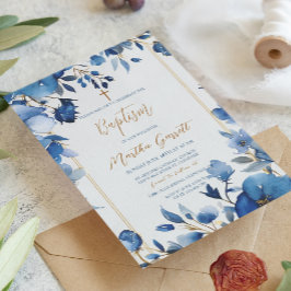 ブルーフラワーガールフローラバプテスマ 招待状