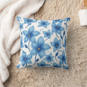 ブルーフラワークッション クッション (ブランケット)