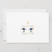 ブルーフラワークロスボーイズ双子フォトバプテスマ 招待状 (裏面)