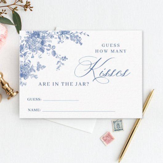 ブルーフラワーゲームカードの数を推測するキス 名刺