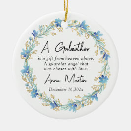 ブルーフラワーゴッドマザー《キリスト教》洗礼式や命名式バプテスマ セラミックオーナメント