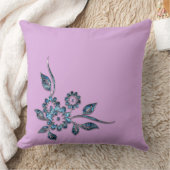 ブルーフラワーシルバージュエリー装飾オーナメント クッション (ブランケット)