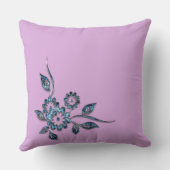 ブルーフラワーシルバージュエリー装飾オーナメント クッション (裏面)