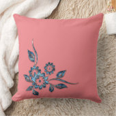 ブルーフラワーシルバージュエリー装飾オーナメント クッション (ブランケット)
