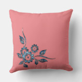 ブルーフラワーシルバージュエリー装飾オーナメント クッション (裏面)