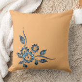ブルーフラワーシルバージュエリー装飾オーナメント クッション (ブランケット)