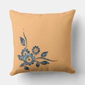 ブルーフラワーシルバージュエリー装飾オーナメント クッション (裏面)