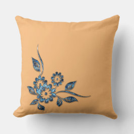 ブルーフラワーシルバージュエリー装飾オーナメント クッション