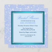 ブルーフラワースワールブライダルシャワー招待状 招待状 (正面/裏面)