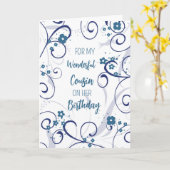 ブルーフラワーズいとこ誕生日 カード (黄色い花)