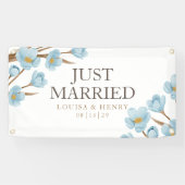 ブルーフラワーズたった今結婚しましたカーバナー 横断幕 (横)