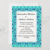 ブルーフラワーズつる植物ターコイズまたはカラー選択結婚 招待状 (正面)