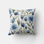 ブルーフラワーズアートフローラデザイン クッション (裏面)