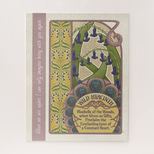 ブルーフラワーズアールヌーボースタイルパズル ジグソーパズル (縦)