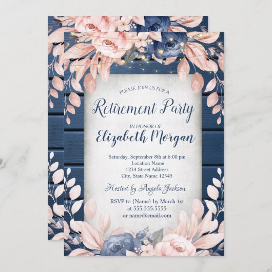 ブルーフラワーズウッドリタイアメントパーティー 招待状 (正面/裏面)
