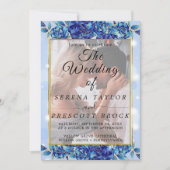 ブルーフラワーズエレガントヴェラム結婚式招待状 招待状 (正面)